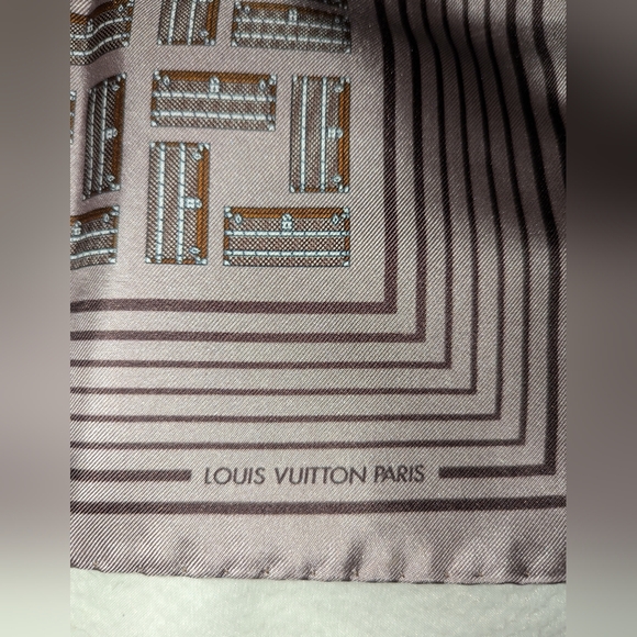 Louis Vuitton Trunks Silk Scarf with Gift Box Purple Brown LNC COA - Picture 9 of 13